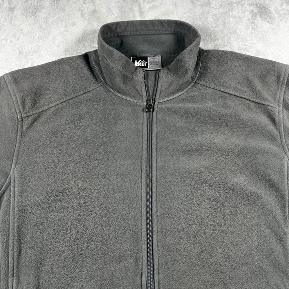 REI Full Zip Fleece Jacket Mens Large Black Long Sleeve Mock Neck Pockets - Picture 3 of 14